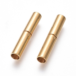 Golden 304 Stainless Steel Bayonet Clasps, Ion Plating (IP), Column, Golden, 18x4mm, Hole: 3mm