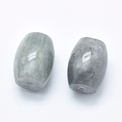 Labradorite Perles naturelles de labradorite, à moitié percé (trous des deux côtés), baril, 24.5~25x18mm, Trou: 2.5~3mm