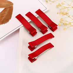 FireBrick Alloy Alligator Hair Clip, with Wrap Cloth, Hair Accessories for Girls, Rectangle, FireBrick, 48x8mm, about 95~100pcs/bag