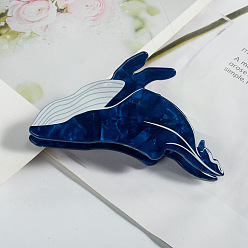 Prussian Blue Cute Whale PVC Claw Hair Clips, DIY Hair Accessories, Prussian Blue, 48x78x35mm