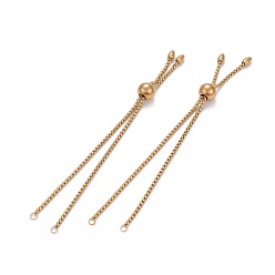 Golden 304 Stainless Steel Slider Bracelet/Bolo Bracelets Making, with Box Chains, Golden, 10-5/8 inch(27cm)