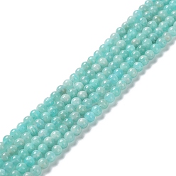 Amazonite Natural Amazonite Beads Strands, Round, Grade A, 4mm, Hole: 0.8mm, about 89pcs/strand, 14.96 inch(38cm)