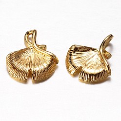 Golden Brass Pendants, Leaf, Golden, 16x13x4mm, Hole: 3x2mm