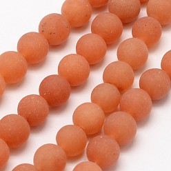 Red Aventurine Natural Red Aventurine Beads Strands, Frosted, Round, 8mm, Hole: 1mm, about 48pcs/strand, 15.1 inch