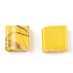 Золотистый 2-дырочные стекло бисер, , прямоугольные, золотые, 5x4.5~5.5x2~2.5 мм, отверстие : 0.5~0.8 мм