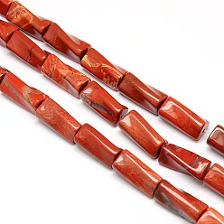 Красный Камень Натуральный красный яшма колонки твист бусы пряди, 21x10x10 мм, отверстие : 1 мм, около 20 шт / нитка, 15.74 дюйм