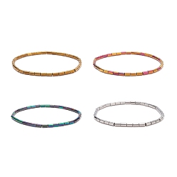 Couleur Mélangete Bracelet extensible en perles de verre colonne pour femme, couleur mixte, diamètre intérieur: 2-3/8 pouce (5.9 cm)