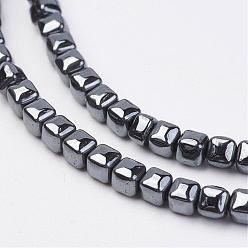 Non-magnetic Hematite Non-magnetic Synthetic Hematite Beads Strands, Cube, 4x4x4mm, Hole: 1mm, about 103pcs/strand, 15.74 inch