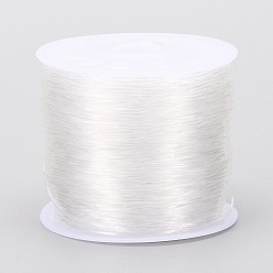White Round Crystal Elastic Stretch Thread, for Bracelets Gemstone Jewelry Making Beading Craft, White, 0.5mm, about 120.2 yards(110m)/roll