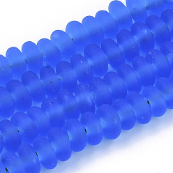 Bleu Dodger Main givré chalumeau perles brins, rondelle, Dodger bleu, 8x3.5~4.5mm, Trou: 1.5mm, Environ 108 pcs/chapelet, 15.75 pouce