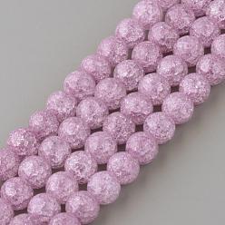Plum Synthetic Crackle Quartz Beads Strands, Round, Dyed, Plum, 6mm, Hole: 1mm, about 66pcs/strand, 15.7 inch