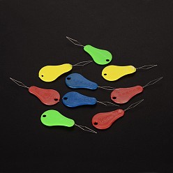 Mixed Color Iron Sewing Needle Devices Threader Thread Guide Tool, with Plastic Findings, Mixed Color, 4.6x1.6x0.15cm, about 100pcs/bag