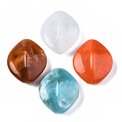Mixed Color Acrylic Beads, Imitation Gemstone Style, Rhombus, Mixed Color, 35x30x16.5mm, Hole: 1.8mm, about 75pcs/500g