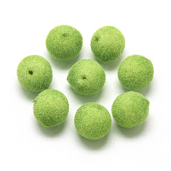 Vert Clair Perles acryliques flocky, ronde, vert clair, 10mm, trou: 2 mm, environ 900 pcs / 500 g