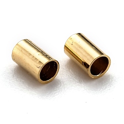 Real 24K Gold Plated Brass Cord End, Long-Lasting Plated, Real 24K Gold Plated, 4x2mm, Inner Diameter: 1.2mm