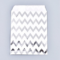 Plata Bolsas de papel ecológicas con patrón de ondas, bolsas de regalo, bolsas de compra, Rectángulo, plata, 18x13x0.01 cm