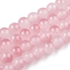 Pink Baking Painted Imitation Jade Glass Round Bead Strands, Two Tone, Pink, 6~6.5mm, Hole: 1mm, about 138~141pcs/strand, 30.71~31.10 inch(78~79cm)