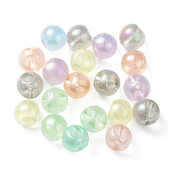 Couleur Mélangete Perles acryliques irisées arc-en-ciel transparentes lumineuses, brillent dans le noir, perles rondes, couleur mixte, 16x16mm, Trou: 4mm