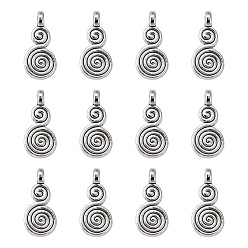Antique Silver Helix Tibetan Style Alloy Pendants, Cadmium Free & Nickel Free & Lead Free, Antique Silver, 17x8x1.5mm, Hole: 1.5mm.