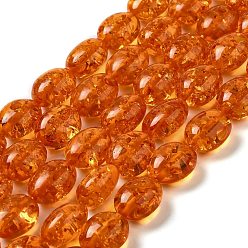 Coral Resin Imitation Amber Beads Strands, Oval, Coral, 15.5~16.5x12.5~13x9~10mm, Hole: 0.7mm, about 25pcs/strand, 15.94''(40.5cm)