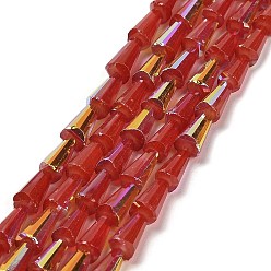 Brique Rouge Cuisson perles de verre peintes brins, imitation opalite, facette, couleur ab , cône, firebrick, 4x8mm, Trou: 0.8mm, Environ 68 pcs/chapelet, 21.85~22.05'' (55.5~56 cm)
