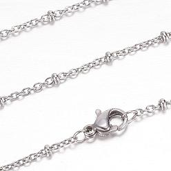Stainless Steel Color 304 Stainless Steel Cable Chain Necklaces, with Lobster Claw Clasps, Stainless Steel Color, 19.4 inch(49.5cm), 1.5~2.3mm
