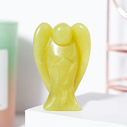Péridot Décorations d'affichage de figurine d'ange péridot vert naturel, ornements en pierre d'énergie reiki, 50x35mm