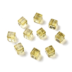 Kaki Clair Verre imitation perles de cristal autrichien, facette, suqare, kaki clair, 7.5x7.5mm, Trou: 1mm