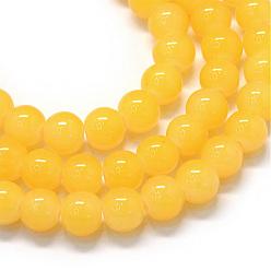 Gold Baking Painted Imitation Jade Glass Round Bead Strands, Gold, 4.5~5mm, Hole: 1mm, about 210pcs/strand, 31.4 inch