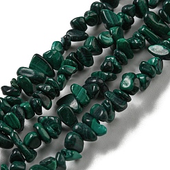 Malachite Natural Malachite Beads Strands, Chip, 1.5~5x3~13x2~8mm, Hole: 0.6mm, 30.94~31.97''(78.6~81.2cm)
