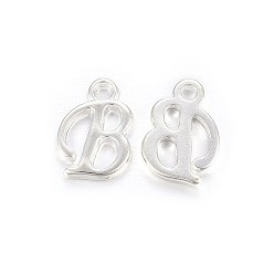 Letter B Silver Color Plated Alloy Letter Pendants, Rack Plating, Cadmium Free & Lead Free, Letter.B, 13x10x2mm, Hole: 1.5mm