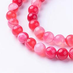 Red Natural Agate Beads Strands, Round, Dyed, Red, 8mm, Hole: 1mm, about 47~48pcs/strand, 15 inch
