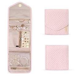 Pink Sacs de rangement de bijoux en polyester, sacs d'emballage de rouleau de bijoux, pour les bagues, Des boucles d'oreilles, stockage de colliers, rose, 15.5x14 cm