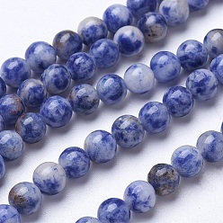 Jaspe Avec Point Bleu Perles de jaspe tache bleue naturelle, ronde, 6mm, Trou: 1mm, Environ 60 pcs/chapelet, 15.15 pouce