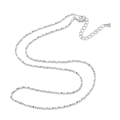 Real Platinum Plated Brass Link Chain Necklaces, Long-Lasting Plated, Real Platinum Plated, 16.54 inch(42cm)