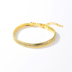 Real 18K Gold Plated Brass Snake Chain Bracelets, Real 18K Gold Plated, 6-3/4 inch(17cm)