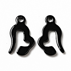 Black Spray Painted 201 Stainless Steel Charms, Black, 13x8x1mm, Hole: 1.2mm