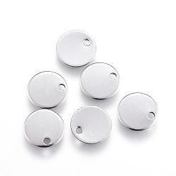 Stainless Steel Color 304 Stainless Steel Charms, Flat Round, Stamping Blank Tag, Stainless Steel Color, 6x1mm, Hole: 0.5mm