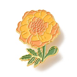Orange Foncé Broche en émail oeillet, broche en émail de fer de fleur délicate pour les vêtements de sac à dos, or, orange foncé, 45x33x9.5mm
