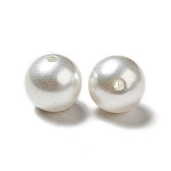 Blanc Fumé Perles de nacre en plastique ABS, ronde, fumée blanche, 15~16x15mm, Trou: 2mm