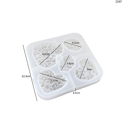 Blanc Moules en silicone de qualité alimentaire, grappe de cristal brut ovale en forme de cœur, bricolage, moules de résine, pour la résine UV, fabrication artisanale de résine époxy, blanc, 123x123x16mm, diamètre intérieur: 39~66 mm
