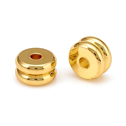 Oro Perlas espaciadoras de latón chapado de larga duración, cuentas de surco, plano y redondo, dorado, 7x4 mm, agujero: 1.8 mm