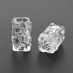 Clear Transparent Crackle Acrylic European Beads, Large Hole Beads, Cuboid, Clear, 19x12x13mm, Hole: 7mm, about 290pcs/500g