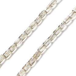 Gainsboro Electroplate Transparent Glass Beads Strands, Pear Luster Plated, Faceted, Column, Gainsboro, 5x3mm, Hole: 0.5mm, about 100pcs/strand, 19.4 inch