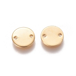 Golden 304 Stainless Steel Links connectors, Flat Round, Golden, 10x1mm, Hole: 1mm