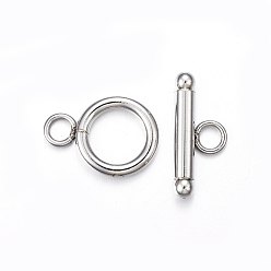Stainless Steel Color 201 Stainless Steel Toggle Clasps, Stainless Steel Color, 16.5x12x2mm, Hole: 3mm, Bar: 18x7.5x3mm, Hole: 3mm