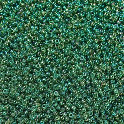 (RR179) Verde transparente AB Cuentas de rocailles redondas miyuki, granos de la semilla japonés, 11/0, (rr 179) verde transparente ab, 2x1.3 mm, Agujero: 0.8 mm, sobre 5500 unidades / 50 g