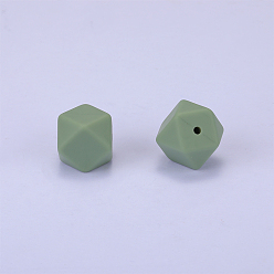 Vert Mer Moyen Perles de silicone hexagonales, perles à mâcher pour les jouets de dentition, Diy soins infirmiers colliers faisant, vert de mer moyen, 23x17.5x23mm, Trou: 2.5mm