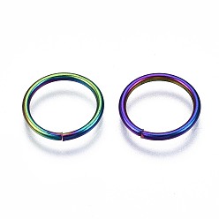 Rainbow Color Revestimiento iónico (ip) 304 anillos de salto de acero inoxidable, anillo redondo, anillos del salto abiertos, color del arco iris, 18 calibre, 12x1 mm, diámetro interior: 10 mm
