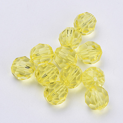 Jaune Perles acryliques transparentes, facette, ronde, jaune, 20x19.5mm, trou: 3 mm, environ 116 pcs / 500 g